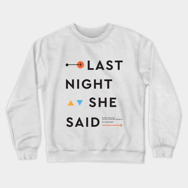 Last night she said - black Crewneck Sweatshirt by London Colin